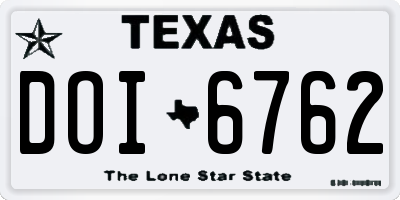 TX license plate DOI6762