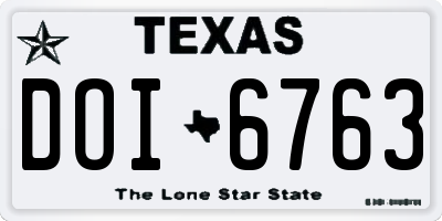 TX license plate DOI6763