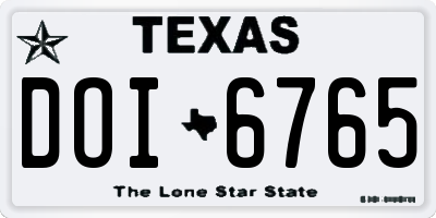 TX license plate DOI6765