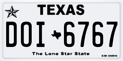 TX license plate DOI6767