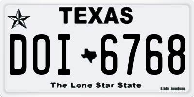 TX license plate DOI6768