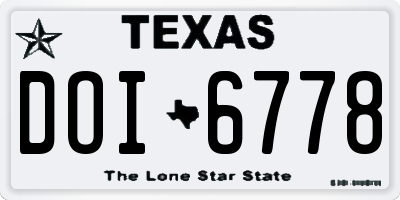 TX license plate DOI6778