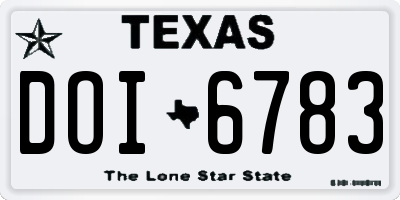 TX license plate DOI6783