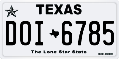 TX license plate DOI6785