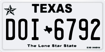 TX license plate DOI6792