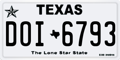 TX license plate DOI6793