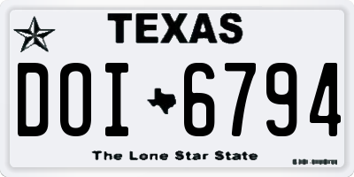 TX license plate DOI6794