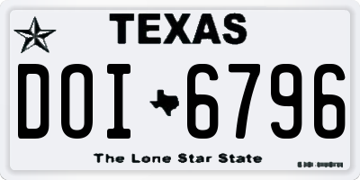TX license plate DOI6796