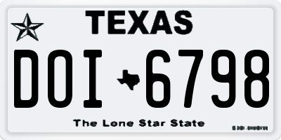TX license plate DOI6798