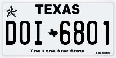 TX license plate DOI6801