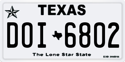 TX license plate DOI6802