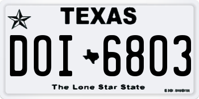 TX license plate DOI6803