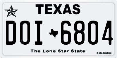 TX license plate DOI6804