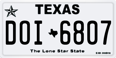 TX license plate DOI6807