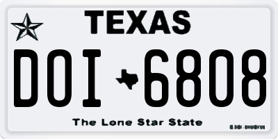 TX license plate DOI6808