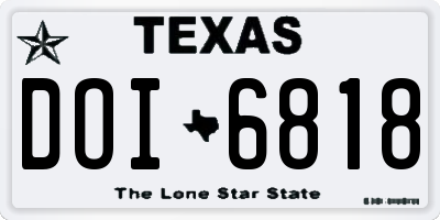 TX license plate DOI6818