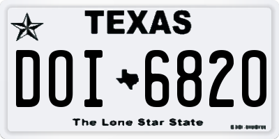 TX license plate DOI6820