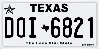 TX license plate DOI6821