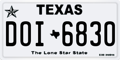 TX license plate DOI6830