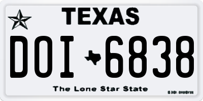 TX license plate DOI6838