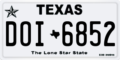 TX license plate DOI6852