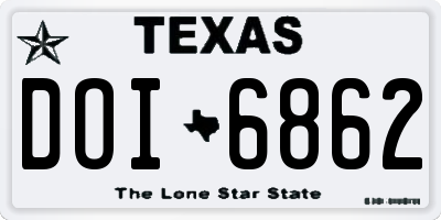 TX license plate DOI6862