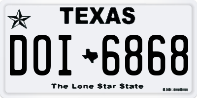 TX license plate DOI6868