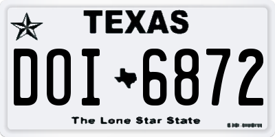 TX license plate DOI6872