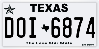 TX license plate DOI6874