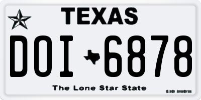 TX license plate DOI6878