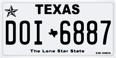 TX license plate DOI6887