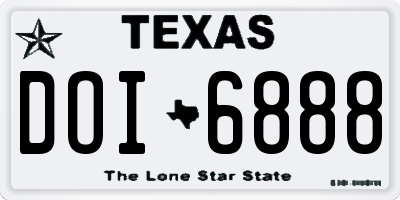 TX license plate DOI6888