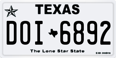 TX license plate DOI6892