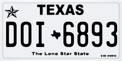 TX license plate DOI6893