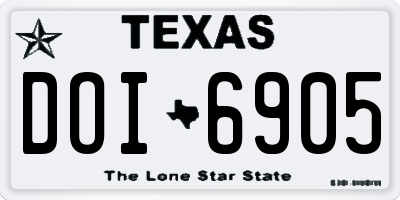 TX license plate DOI6905