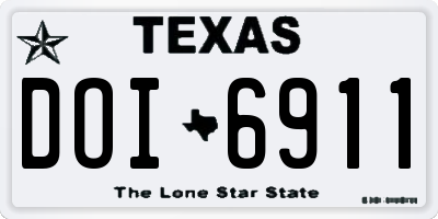 TX license plate DOI6911