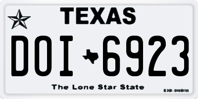 TX license plate DOI6923