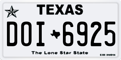 TX license plate DOI6925