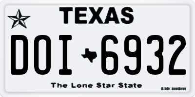 TX license plate DOI6932