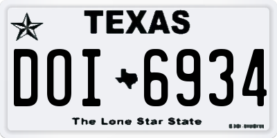 TX license plate DOI6934