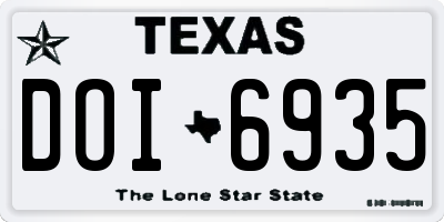 TX license plate DOI6935