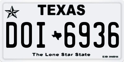 TX license plate DOI6936