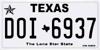 TX license plate DOI6937