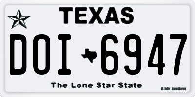 TX license plate DOI6947