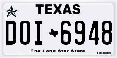 TX license plate DOI6948
