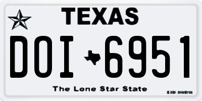 TX license plate DOI6951