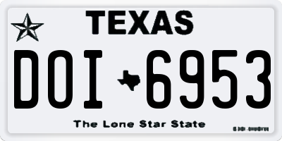 TX license plate DOI6953