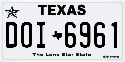 TX license plate DOI6961
