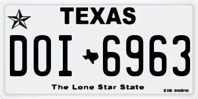 TX license plate DOI6963