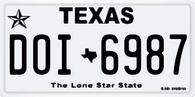 TX license plate DOI6987